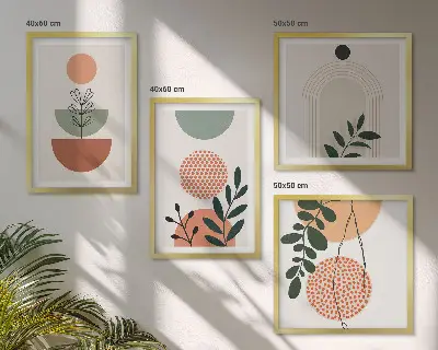 Set de cuadros modernos para salón con motivos vegetales