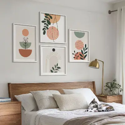Set de cuadros modernos para salón con motivos vegetales