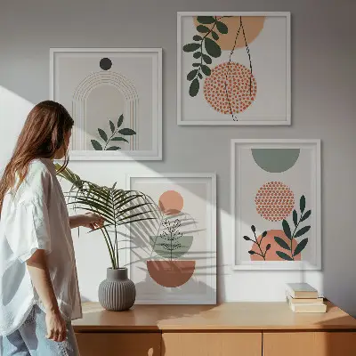 Set de cuadros modernos para salón con motivos vegetales