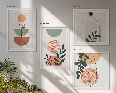 Set de cuadros modernos para salón con motivos vegetales