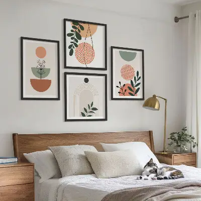 Set de cuadros modernos para salón con motivos vegetales