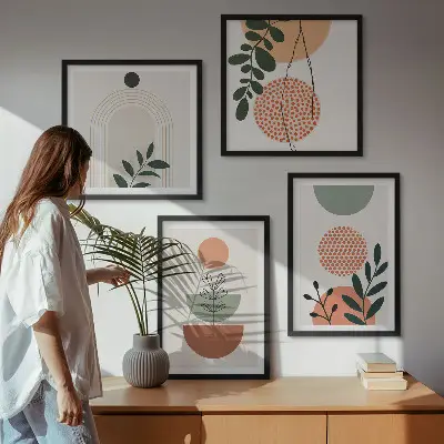 Set de cuadros modernos para salón con motivos vegetales