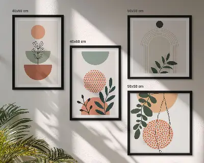 Set de cuadros modernos para salón con motivos vegetales