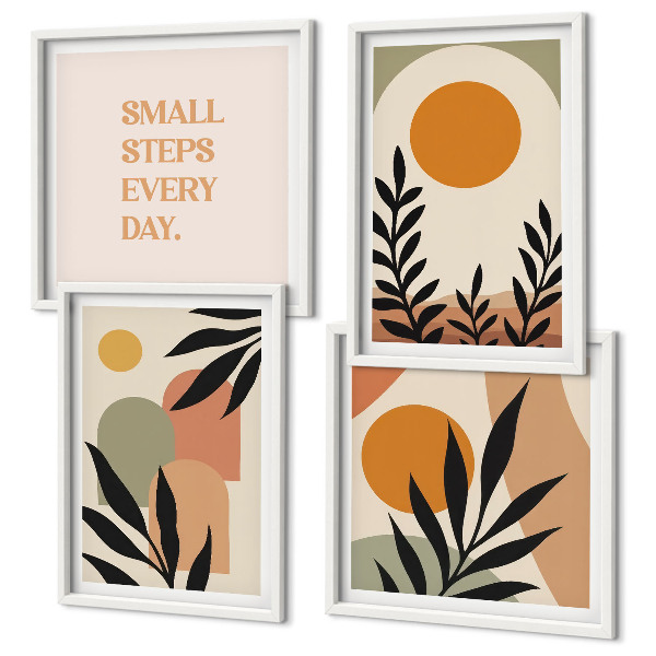 Set de 4 cuadros para salón motivos vegetales abstractos