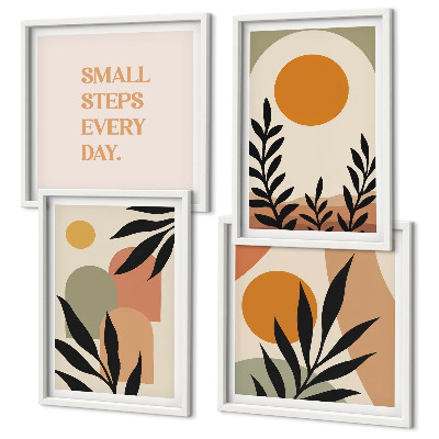 Set de 4 cuadros para salón motivos vegetales abstractos