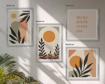 Set de 4 cuadros para salón motivos vegetales abstractos