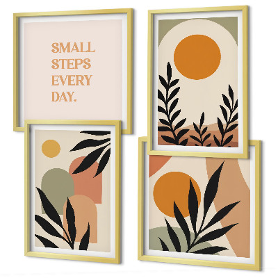 Set de 4 cuadros para salón motivos vegetales abstractos