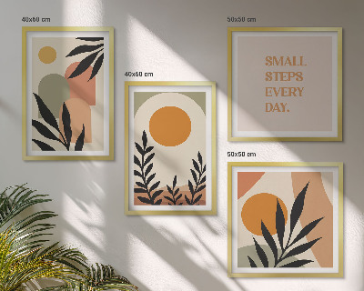 Set de 4 cuadros para salón motivos vegetales abstractos
