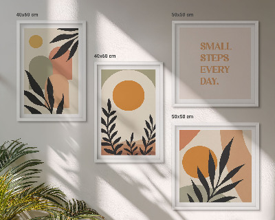 Set de 4 cuadros para salón motivos vegetales abstractos