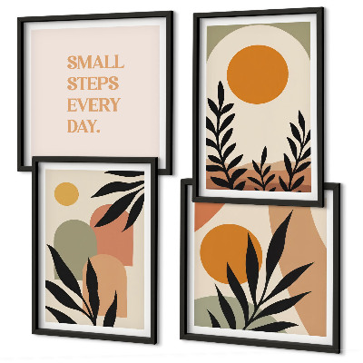 Set de 4 cuadros para salón motivos vegetales abstractos