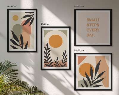 Set de 4 cuadros para salón motivos vegetales abstractos