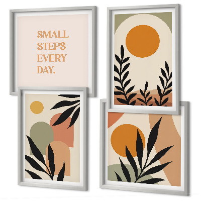 Set de 4 cuadros para salón motivos vegetales abstractos