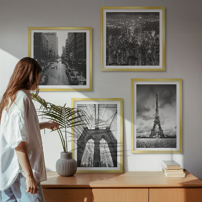 Set de cuadros modernos para salón Torres de puente monocromáticas