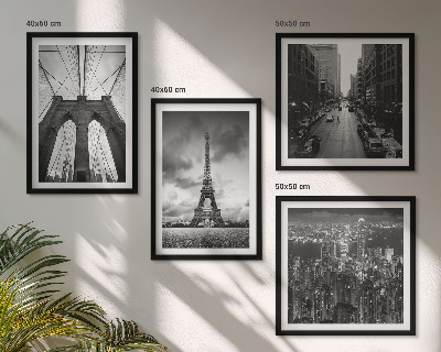 Set de cuadros modernos para salón Torres de puente monocromáticas