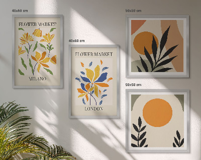 Set de cuadros modernos para salón Carteles florales París Milán