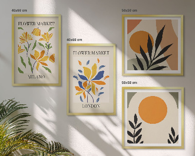 Set de cuadros modernos para salón Carteles florales París Milán