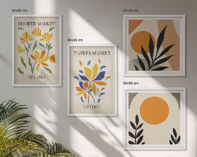 Set de cuadros modernos para salón Carteles florales París Milán