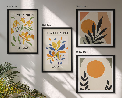 Set de cuadros modernos para salón Carteles florales París Milán