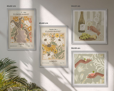 Set de 4 cuadros para salón Diseños florales de ciudades europeas