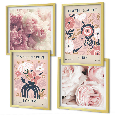 Galería de pared Motivos florales rosas París