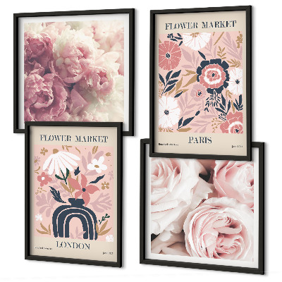 Galería de pared Motivos florales rosas París