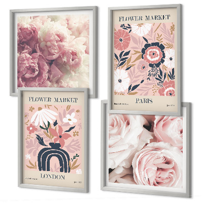 Galería de pared Motivos florales rosas París