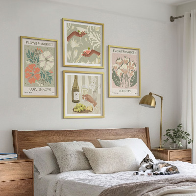 Set de cuadros modernos para salón Carteles florales de la ciudad del vino