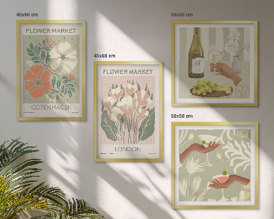 Set de cuadros modernos para salón Carteles florales de la ciudad del vino