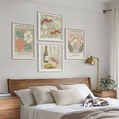 Set de cuadros modernos para salón Carteles florales de la ciudad del vino