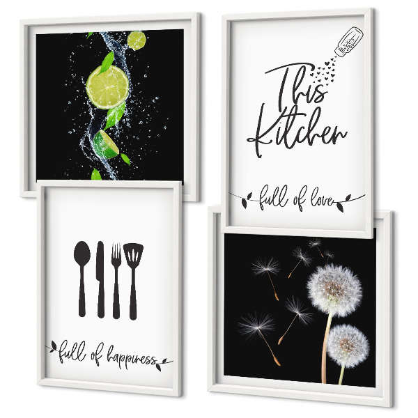 Galería de pared Inscripciones de cocina con dientes de león y lima