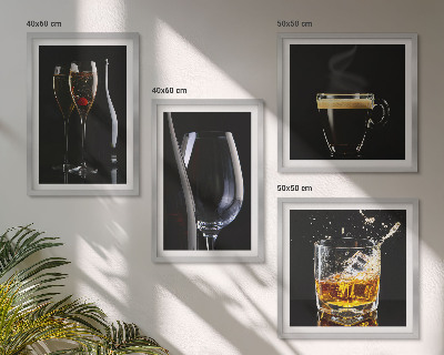 Set de cuadros modernos para salón Whisky, vino, champán, café, alcohol