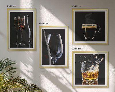 Set de cuadros modernos para salón Whisky, vino, champán, café, alcohol