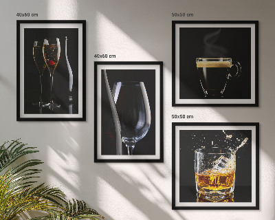 Set de cuadros modernos para salón Whisky, vino, champán, café, alcohol