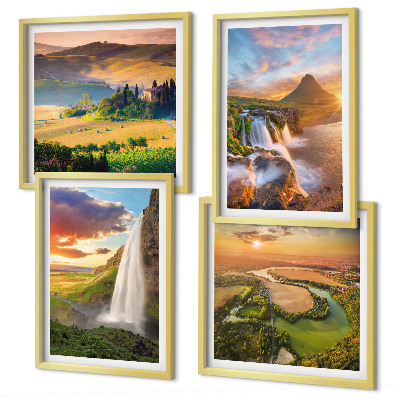 Set de 4 cuadros para salón vistas de la puesta de sol italiana
