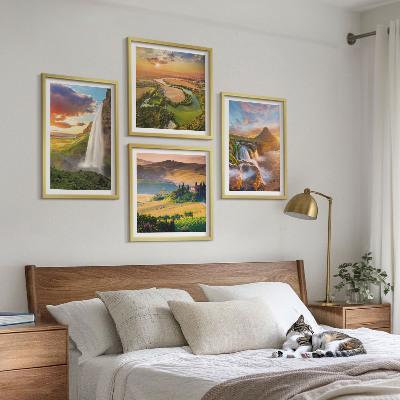 Set de 4 cuadros para salón vistas de la puesta de sol italiana