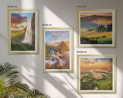 Set de 4 cuadros para salón vistas de la puesta de sol italiana