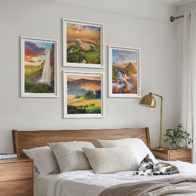 Set de 4 cuadros para salón vistas de la puesta de sol italiana