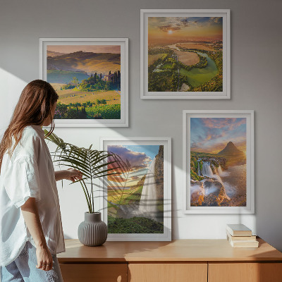 Set de 4 cuadros para salón vistas de la puesta de sol italiana