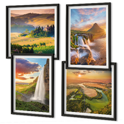 Set de 4 cuadros para salón vistas de la puesta de sol italiana