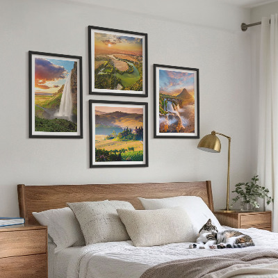 Set de 4 cuadros para salón vistas de la puesta de sol italiana