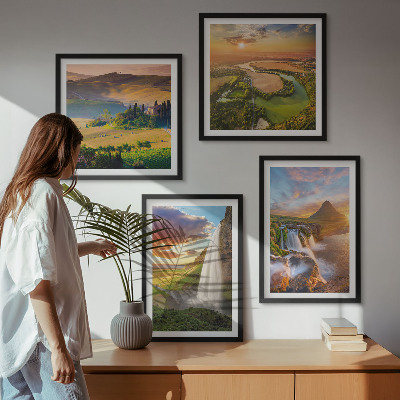 Set de 4 cuadros para salón vistas de la puesta de sol italiana