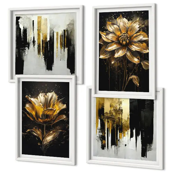 Set de cuadros modernos para salón con diseño de flores elegantes