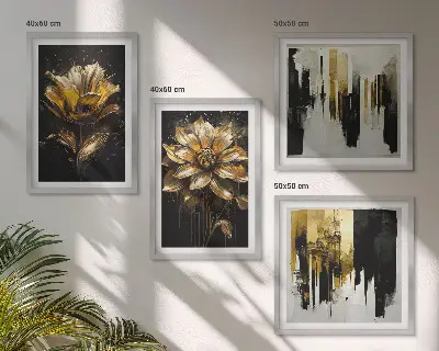 Set de cuadros modernos para salón con diseño de flores elegantes