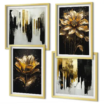 Set de cuadros modernos para salón con diseño de flores elegantes