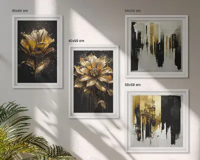 Set de cuadros modernos para salón con diseño de flores elegantes