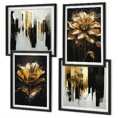 Set de cuadros modernos para salón con diseño de flores elegantes