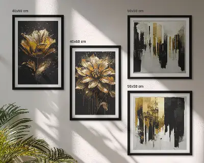 Set de cuadros modernos para salón con diseño de flores elegantes