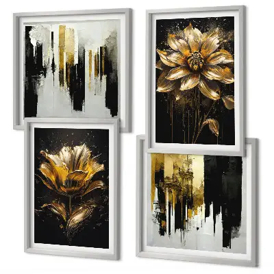 Set de cuadros modernos para salón con diseño de flores elegantes