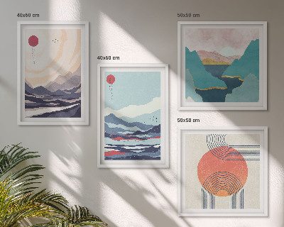 Set de 4 cuadros para salón paisajes montañosos japoneses