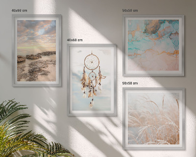 Set de cuadros modernos para salón Mar de nubes atrapasueños hierba